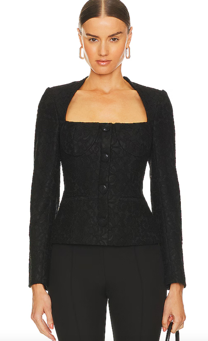 Cami NYC Samira Blazer Jacket NWT 10 Black Lace Bustier Corset Top Revolve